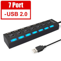 IDEGG USB 3.0 Hub USB Hub 3.0 Multi USB Splitter 3 Hab Use Power Adapter 4/7 Port Multiple Expander 2.0 USB3 Hub with Switch for PC