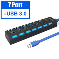 IDEGG USB 3.0 Hub USB Hub 3.0 Multi USB Splitter 3 Hab Use Power Adapter 4/7 Port Multiple Expander 2.0 USB3 Hub with Switch for PC