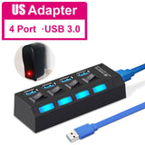 IDEGG USB 3.0 Hub USB Hub 3.0 Multi USB Splitter 3 Hab Use Power Adapter 4/7 Port Multiple Expander 2.0 USB3 Hub with Switch for PC