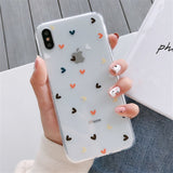 IDEGG  Case For iPhone 12 11 6 6s 7 8 Plus X XR 11Pro XS Max Transparent Cute Cartoon Love Heart Soft TPU For iPhone 12 Cover