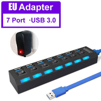 IDEGG USB 3.0 Hub USB Hub 3.0 Multi USB Splitter 3 Hab Use Power Adapter 4/7 Port Multiple Expander 2.0 USB3 Hub with Switch for PC