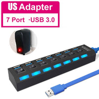 IDEGG USB 3.0 Hub USB Hub 3.0 Multi USB Splitter 3 Hab Use Power Adapter 4/7 Port Multiple Expander 2.0 USB3 Hub with Switch for PC