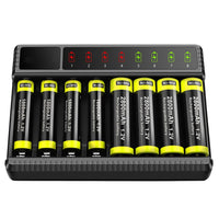 IDEGG 8 Slot Smart Battery Charger LED Display for AA/AAA NiMH Rechargeable Batteries