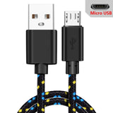 IDEGG USB Type C Cable for Samsung S20 S21 Xiaomi Nylon Braided Mobile Phone Fast Charging USB C Cable Type-C Charger Micro USB Cables