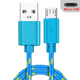 IDEGG USB Type C Cable for Samsung S20 S21 Xiaomi Nylon Braided Mobile Phone Fast Charging USB C Cable Type-C Charger Micro USB Cables