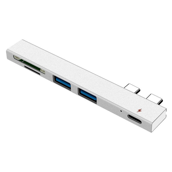 IDEGG USB Hub With SD/TF Card Reader Aluminum Alloy Multi Type C Hub Cable Adapter Compatible For Apple MacBook Pro Laptop PC Extender