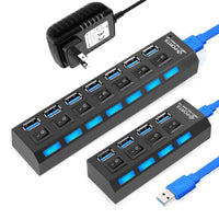 IDEGG USB 3.0 Hub USB Hub 3.0 Multi USB Splitter 3 Hab Use Power Adapter 4/7 Port Multiple Expander 2.0 USB3 Hub with Switch for PC