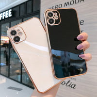 IDEGG Luxury Gold Plated Electroplated Case For iPhone 11 13 Pro Max 8 Plus XR XS X Silicone Lens Protection 12 Pro Max SE 2020 Cover