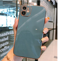 IDEGG Luxury Gold Plated Electroplated Case For iPhone 11 13 Pro Max 8 Plus XR XS X Silicone Lens Protection 12 Pro Max SE 2020 Cover