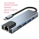 IDEGG 8 IN 1 USB C HUB Type C to 100M RJ45 HDMI-Compatbile Adapter PD Charge USB 3.0 2.0 HUB Splitter TF SD Card Slot for MacBook Pro