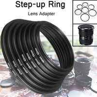 IDEGG 7pcs Metal Step Up Rings Aluminum Universal Lens Adapter Filter Set 49-52-55-58-62-67-72-77 mm 49mm-77mm